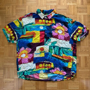 Jams World Short Sleeve AOP Rayon Shirt Size XXL Made in USA